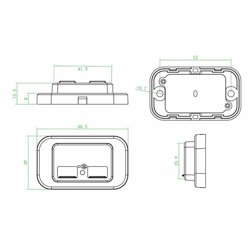 USB Outlets: 12 V Dual USB Port Panel - 5V/3.1A Output Intelligent Chip 6 Safety Protections Auto Rebound Cap for 12-24V Car RV Marine Boat Truck Motorcycle - Image 2