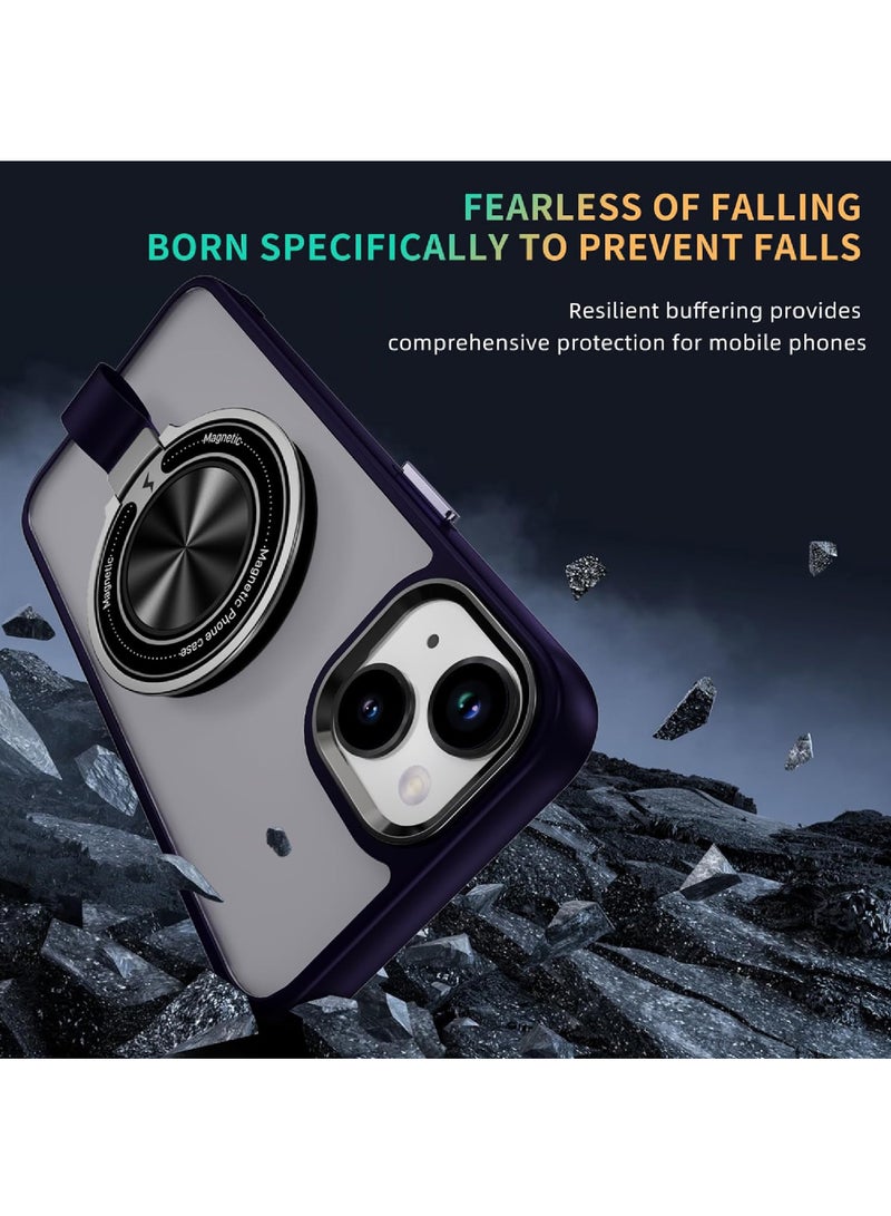 Rock Pow For iPhone 15 Plus Magnetic Ring Case [Compatible with MagSafe Charging] 360° Rotatable Grip Holder Kickstand Slim fit Non-Slip Shockproof Phone Case for iPhone 15 Plus 6.7'' - Image 2