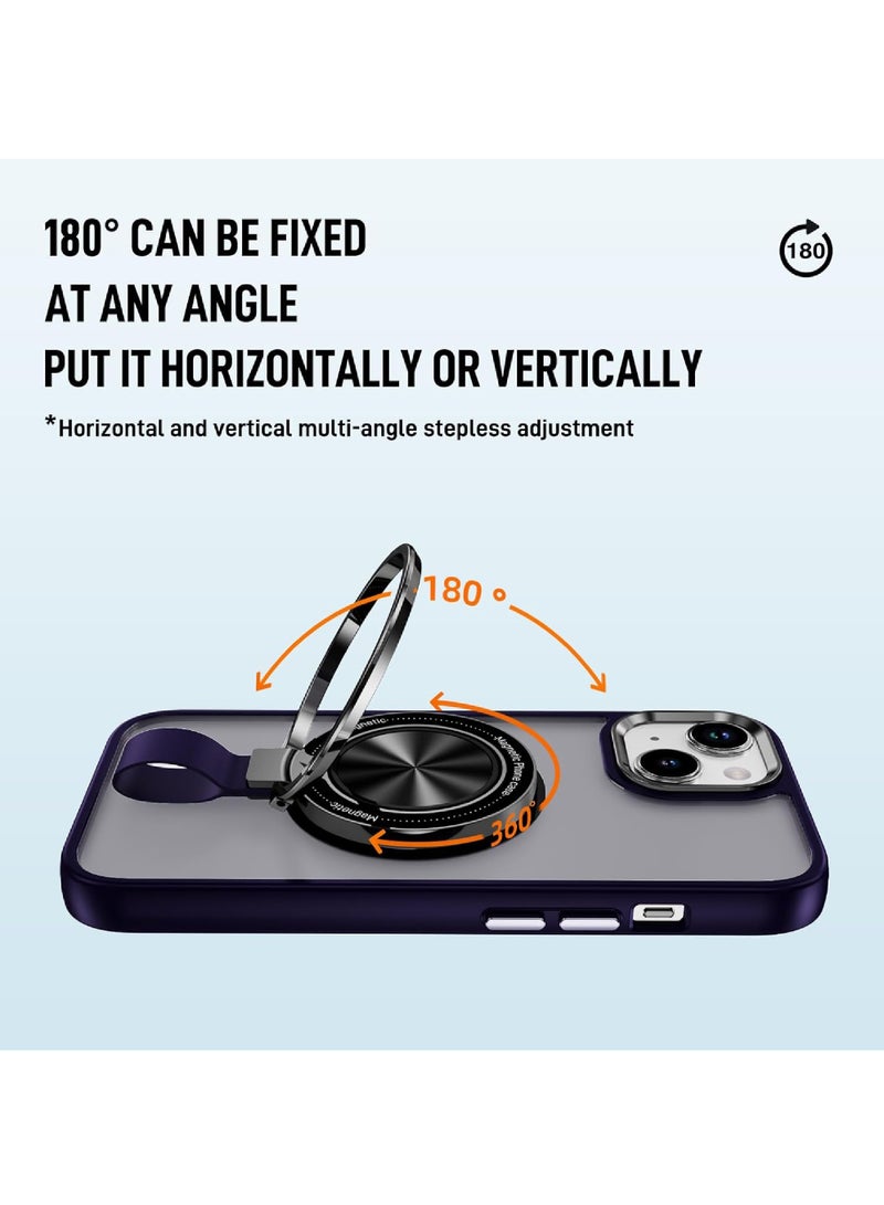 Rock Pow For iPhone 15 Plus Magnetic Ring Case [Compatible with MagSafe Charging] 360° Rotatable Grip Holder Kickstand Slim fit Non-Slip Shockproof Phone Case for iPhone 15 Plus 6.7'' - Image 3
