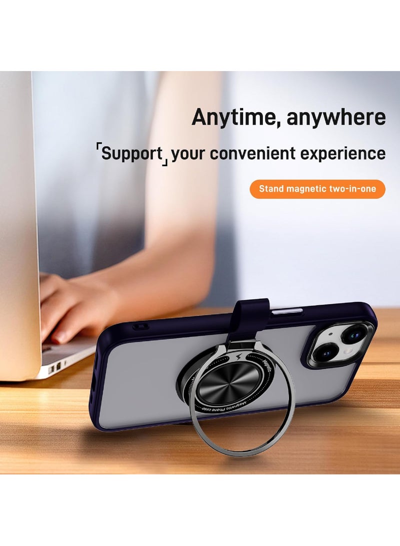 Rock Pow For iPhone 15 Plus Magnetic Ring Case [Compatible with MagSafe Charging] 360° Rotatable Grip Holder Kickstand Slim fit Non-Slip Shockproof Phone Case for iPhone 15 Plus 6.7'' - Image 4