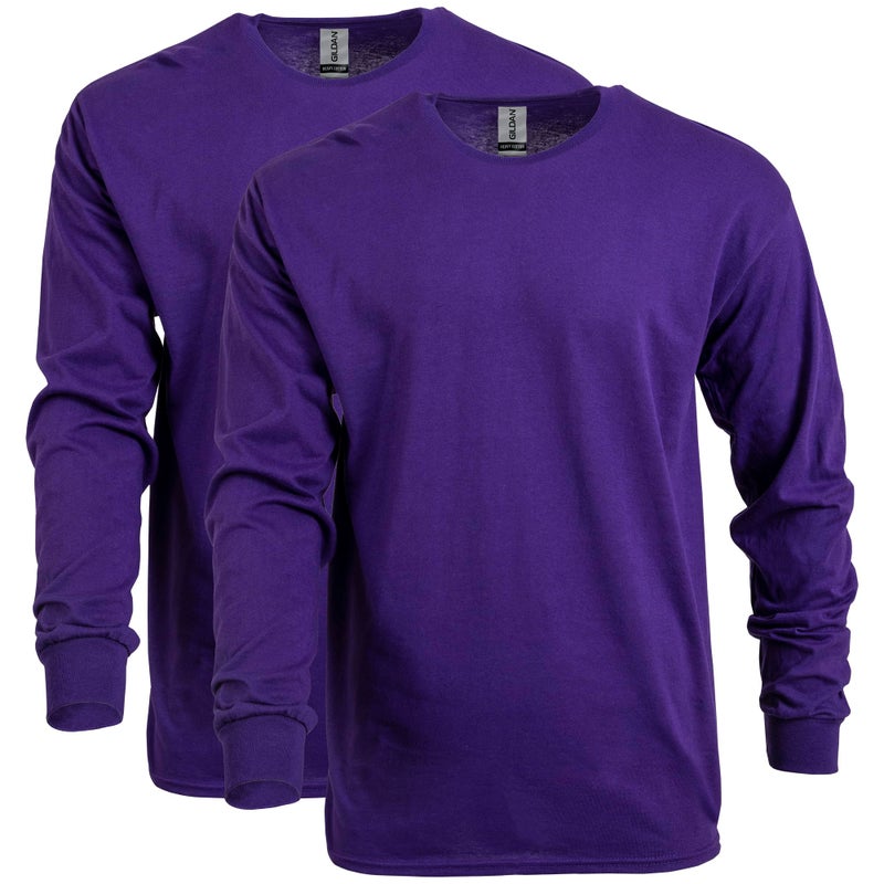 Gildan Unisex Adult Heavy Cotton Long Sleeve TShirt Style G5400 2Pack Purple XLarge US - Image 2