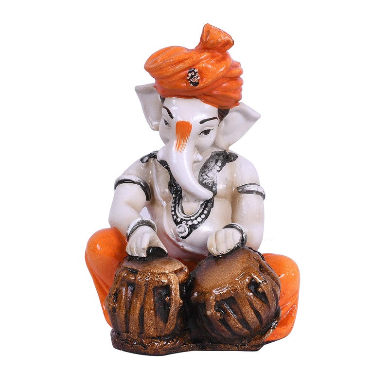 Collectible India Resin Lord Ganesha Playing Tabla Idol Statue Showpiece For Gift Hindu Lord Musical Ganesh Ganpati Idol For Home Temple Mandir Office Desk Living Room Decor Multicolored - Image 5
