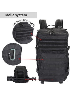 MVAQKLM  45L Military Tactical Backpack for Men and Women, Waterproof Large Army 3 Day Assault Pack Molle Bag Shoulder Backpacks for Outdoor Traveling Camping Hiking Trekking  - Image 5