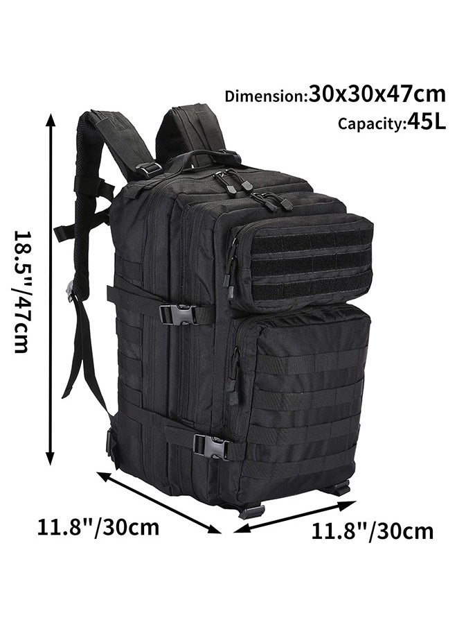 MVAQKLM  45L Military Tactical Backpack for Men and Women, Waterproof Large Army 3 Day Assault Pack Molle Bag Shoulder Backpacks for Outdoor Traveling Camping Hiking Trekking  - Image 2