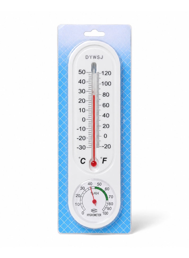 DYWSJ 2-in-1 Wall Mount Mechanical Thermometer and Hygrometer - Analog Temperature and Humidity Monitor for Home, Office, and Greenhouse - White - Image 1