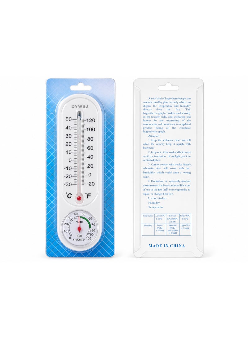 DYWSJ 2-in-1 Wall Mount Mechanical Thermometer and Hygrometer - Analog Temperature and Humidity Monitor for Home, Office, and Greenhouse - White - Image 5