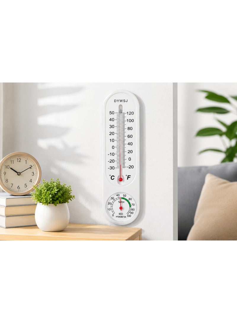 DYWSJ 2-in-1 Wall Mount Mechanical Thermometer and Hygrometer - Analog Temperature and Humidity Monitor for Home, Office, and Greenhouse - White - Image 3