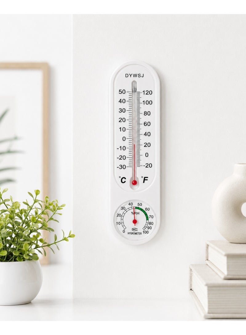 DYWSJ 2-in-1 Wall Mount Mechanical Thermometer and Hygrometer - Analog Temperature and Humidity Monitor for Home, Office, and Greenhouse - White - Image 4