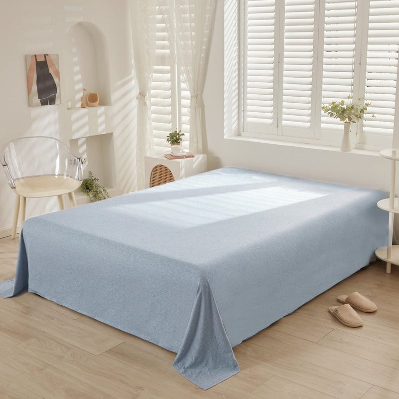 LIFETOWN LIFETOWN 100% Jersey Knit Cotton Bed Sheet Ultra Soft T-Shirt Feel Bedding Sheet 1 Piece Flat Sheet Breathable Wrinkle-Free (Heathered Greyish Blue  King)  - Image 5