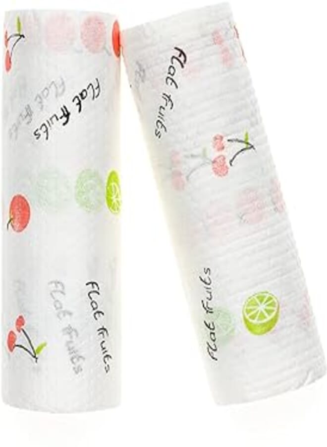 MIPAHI 2 Rolls Kitchen Wipes Washed And Reused 50 Sheets/Roll Paper Towels Non-Woven Fabric Water Absorption Cleaning Tool for Kitchens And Bathrooms Random Pattern