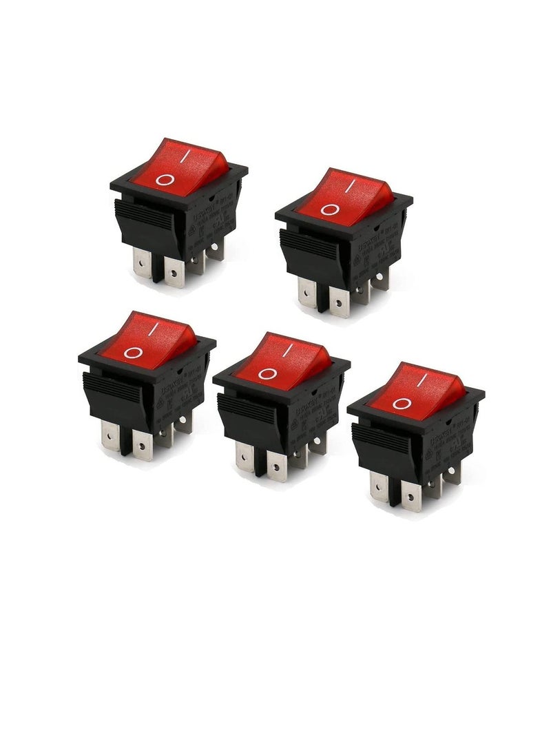 Generic Switches Store, Mechanical & Electrical Toggle Rocker Push Limit Switches for DIY Projects .Pack of 5 (Rocker Switch 6P Red)  - Image 1