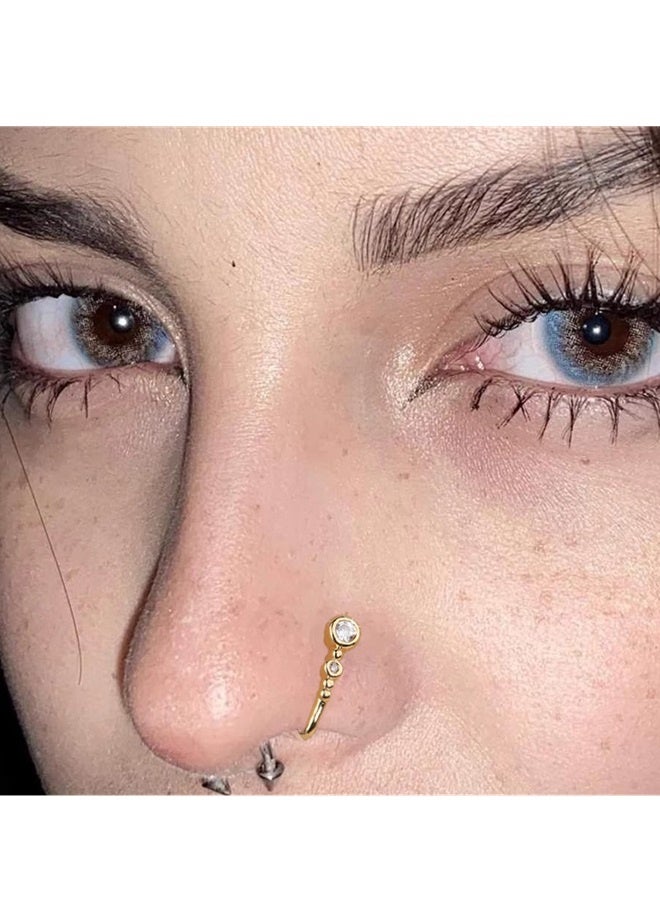 JIALILI Adjustable personality, non perforated U-shaped nose clip, simple and fashionable temperament, geometric circular diamond studded nose nail, non perforated nose needle - Image 1