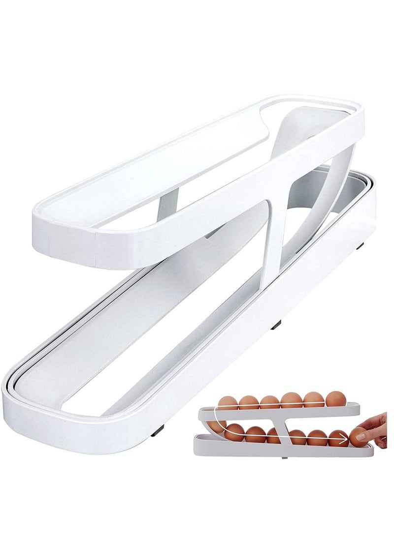 Reko - Rolling Egg Holder,Auto Rolling Design Egg Container - Space Saving Kichen Countertop Organizer, 2 Tier Egg Container Tray for Fridge Countertop Pantry Generic - Image 1