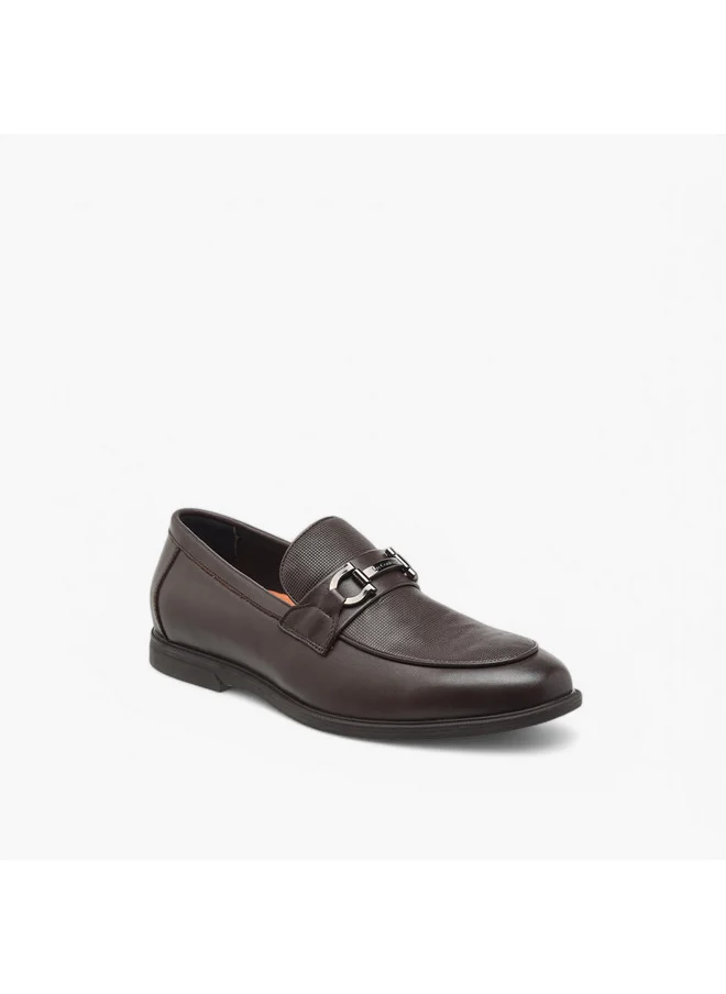 Le Confort Men's Textured Slip-On Loafers with Metal Accent