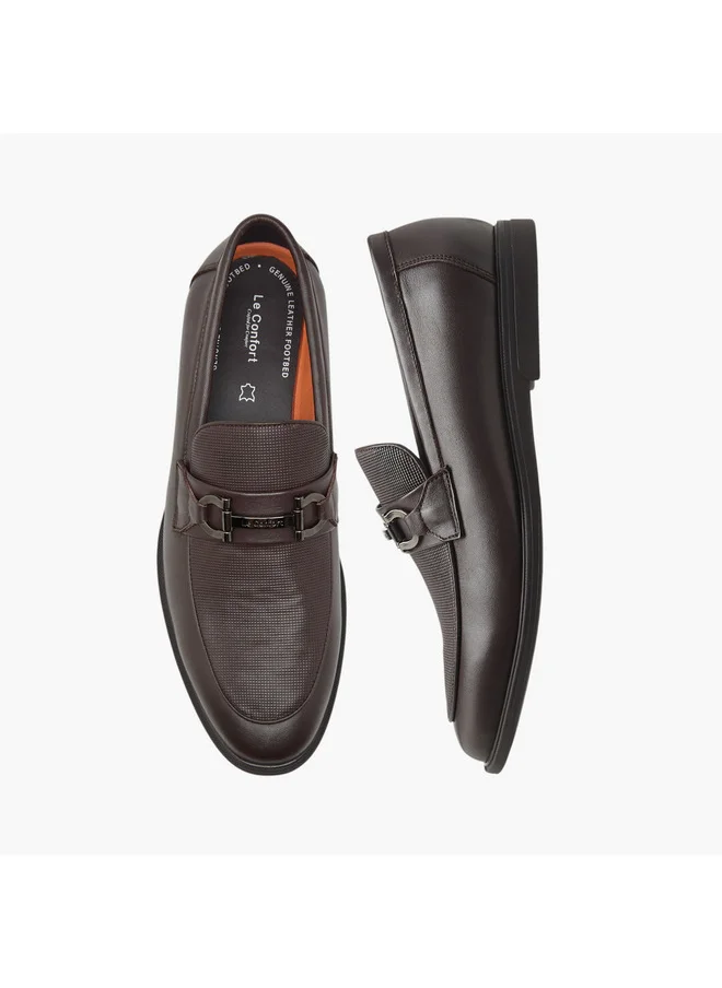Le Confort Men's Textured Slip-On Loafers with Metal Accent