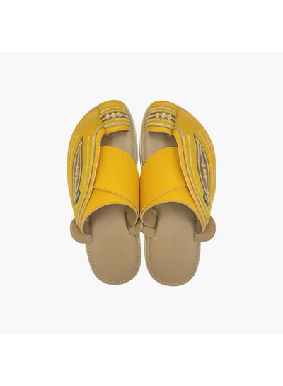 Al Waha Men's Embroidered Slip-On Arabic Sandals with Toe Loop Detail