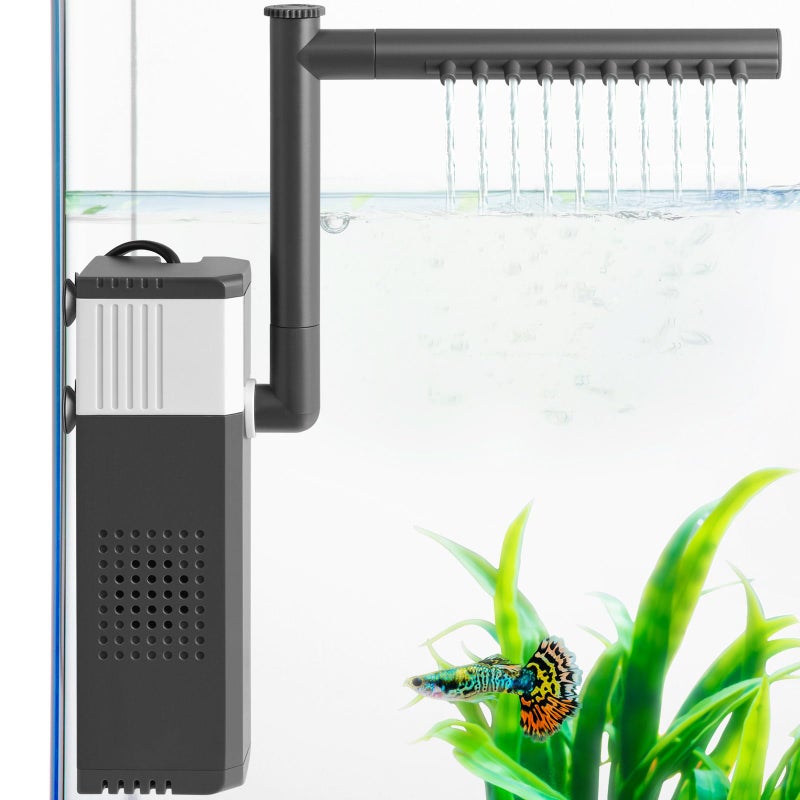 VILLNO 10W 130GPH Powerful Aquarium Filter for 10-35Gal Fish Tank, Adjustable Filter with Biochemical Sponge, Submersible Fish/Turtle Water Filters, Filtration/Oxygenation/Water Cycle 3in1 Filter - Image 1