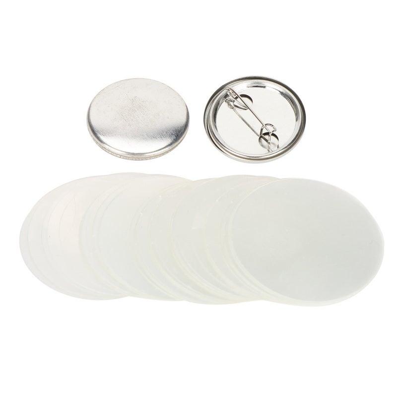 Blank Pin Button: 100 Sets Of 32MM Lightweight Rustproof Corrosion Resistant Tinplate Badge - Smooth Surface Easy To Print DIY Materials For Handicraft Gifts Souvenirs Craft Enthusiasts - Image 1