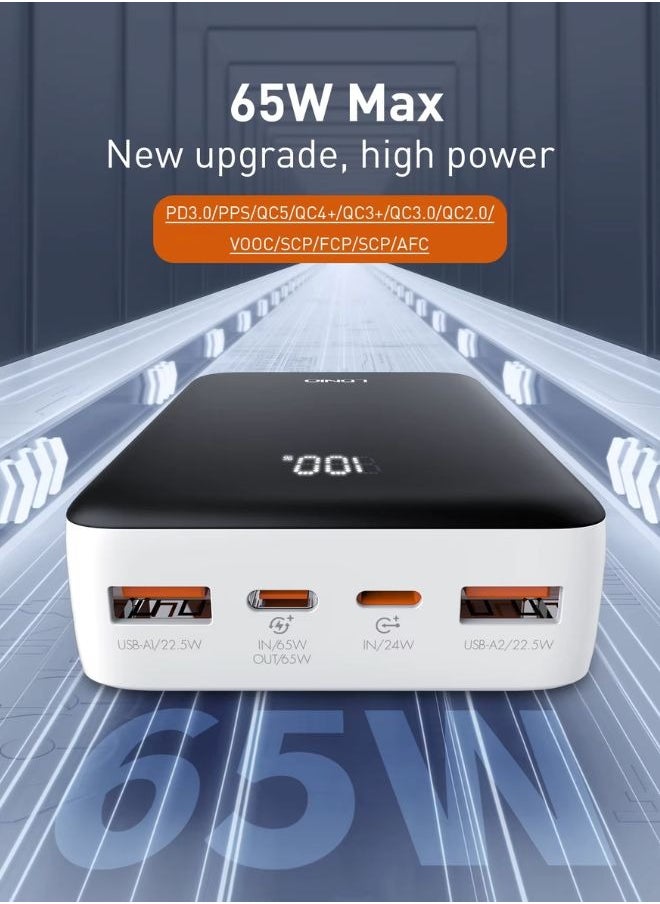 20000 mAh 65W Fast charging Power Bank Laptop Charger Portable With 2 USB-C And 1 USB-A Port, Battery Pack For Laptop MacBook, Dell, iPhone 16 Series, Galaxy S24 , iPad,