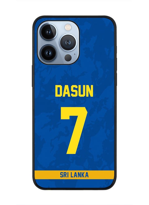 Rugged Black Edge Case iPhone 13 Pro, Slim fit Soft Case Flexible Rubber Edges Thin Cover - Player Name - Dasun Shanaka, Jersey Number- 7