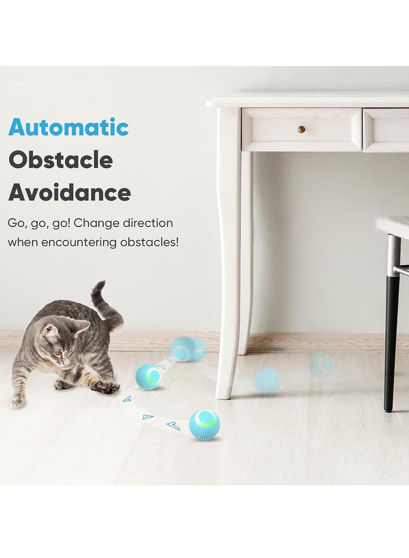 اثنين من قطعة لعبة القط الكرة التفاعلية ، ذكي لعبة القط مع مصباح LED ، في الأماكن المغلقة القط الكرة تتحرك تلقائيا ، لعبة القط التلقائي ، الأزرق . - Image 2