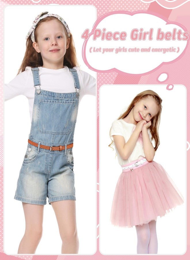 Kajeer Kids Belt for Girls,4 Pcs Durable PU Leather Belt Metal Buckle Heart Circle Hole Youth Toddler Belt for Uniform Casual - Image 5