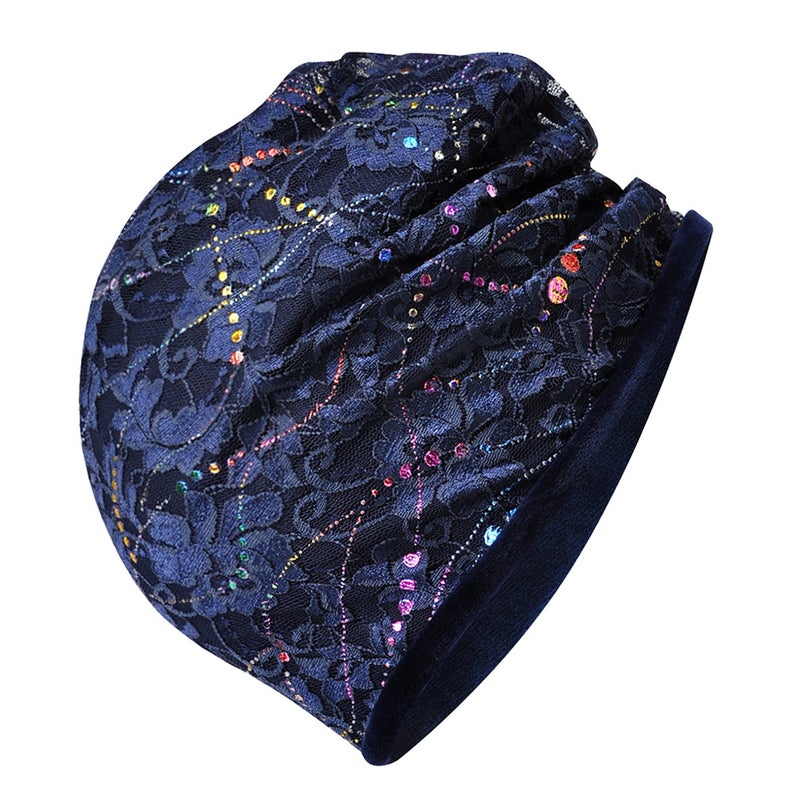 👕 غطاء رأس أنيق من الدانتيل قابل للتنفس بغطاء نحيف ومرن للنساء والبنات للاستخدام اليومي باللون الأزرق - Image 2