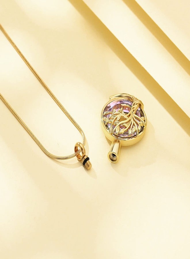 Hearbeingt Teardrop Urn Necklaces for Ashes Tree of Life Memorial Ashes Lockets, Cremation Jewelry Keepsake Pendant for Ashes for Women for Men(Gold-1) - Image 3