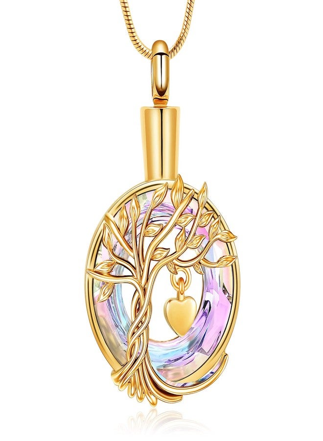 Hearbeingt Teardrop Urn Necklaces for Ashes Tree of Life Memorial Ashes Lockets, Cremation Jewelry Keepsake Pendant for Ashes for Women for Men(Gold-1) - Image 1