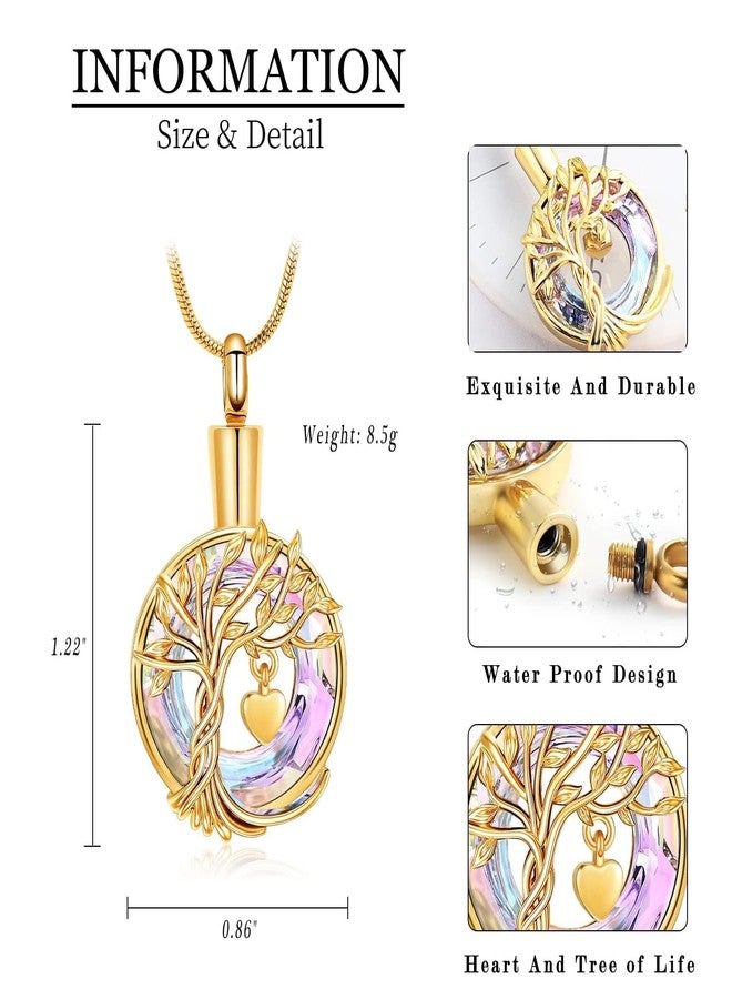 Hearbeingt Teardrop Urn Necklaces for Ashes Tree of Life Memorial Ashes Lockets, Cremation Jewelry Keepsake Pendant for Ashes for Women for Men(Gold-1) - Image 2