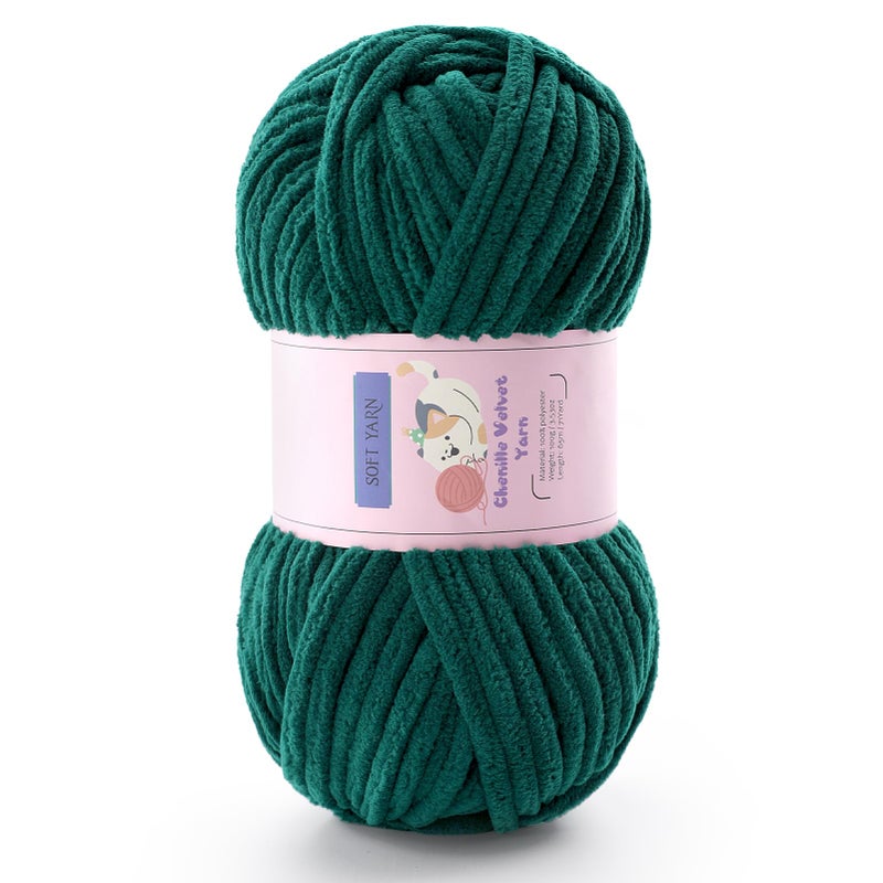 Mooaske Chunky Yarn for Crocheting - Chenille Yarn for Knitting - Bulky Blanket Yarns for Crocheting Blankets Amigurumi Craft Hat Shoes, Plush Fluffy Soft Yarns 71 yds/3.5 oz Each Skein(Dark Green) - Image 1