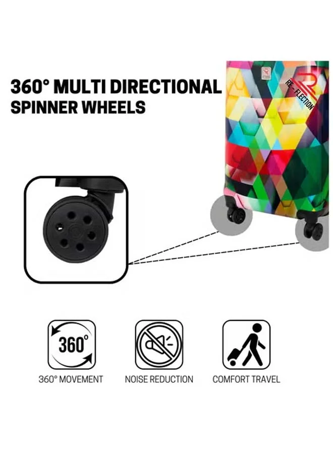 Reflection Reflection 24 Inch ABS and Polycarbonate Suitcase Lightweight Hardside Country Print Series Travel Luggage Trolley with 84L Storage Capacity 4 Spinner Wheels and TSA Lock Multicolor