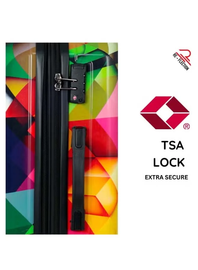 Reflection Reflection 24 Inch ABS and Polycarbonate Suitcase Lightweight Hardside Country Print Series Travel Luggage Trolley with 84L Storage Capacity 4 Spinner Wheels and TSA Lock Multicolor