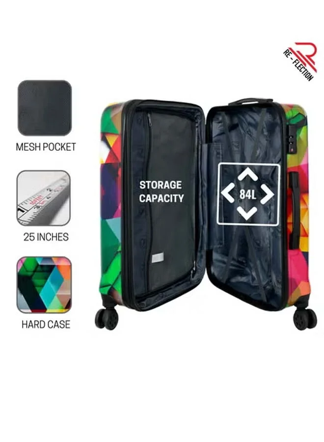 Reflection Reflection 24 Inch ABS and Polycarbonate Suitcase Lightweight Hardside Country Print Series Travel Luggage Trolley with 84L Storage Capacity 4 Spinner Wheels and TSA Lock Multicolor
