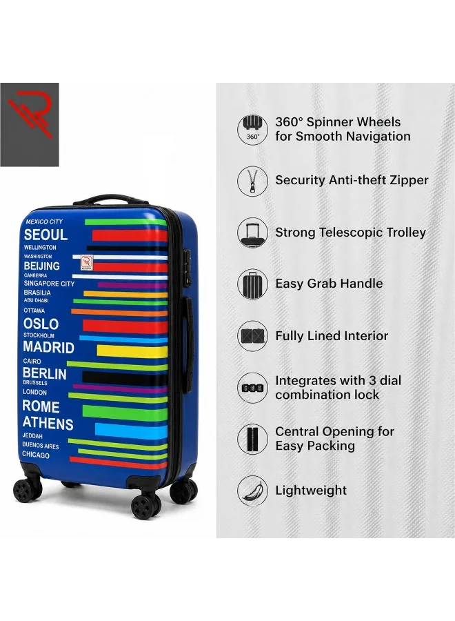 Reflection Re-flection 24 Inch ABS and Polycarbonate Suitcase Lightweight Hardside Country Print Series Travel Luggage Trolley with 84L Storage Capacity 4 Spinner Wheels and TSA Lock Multicolor