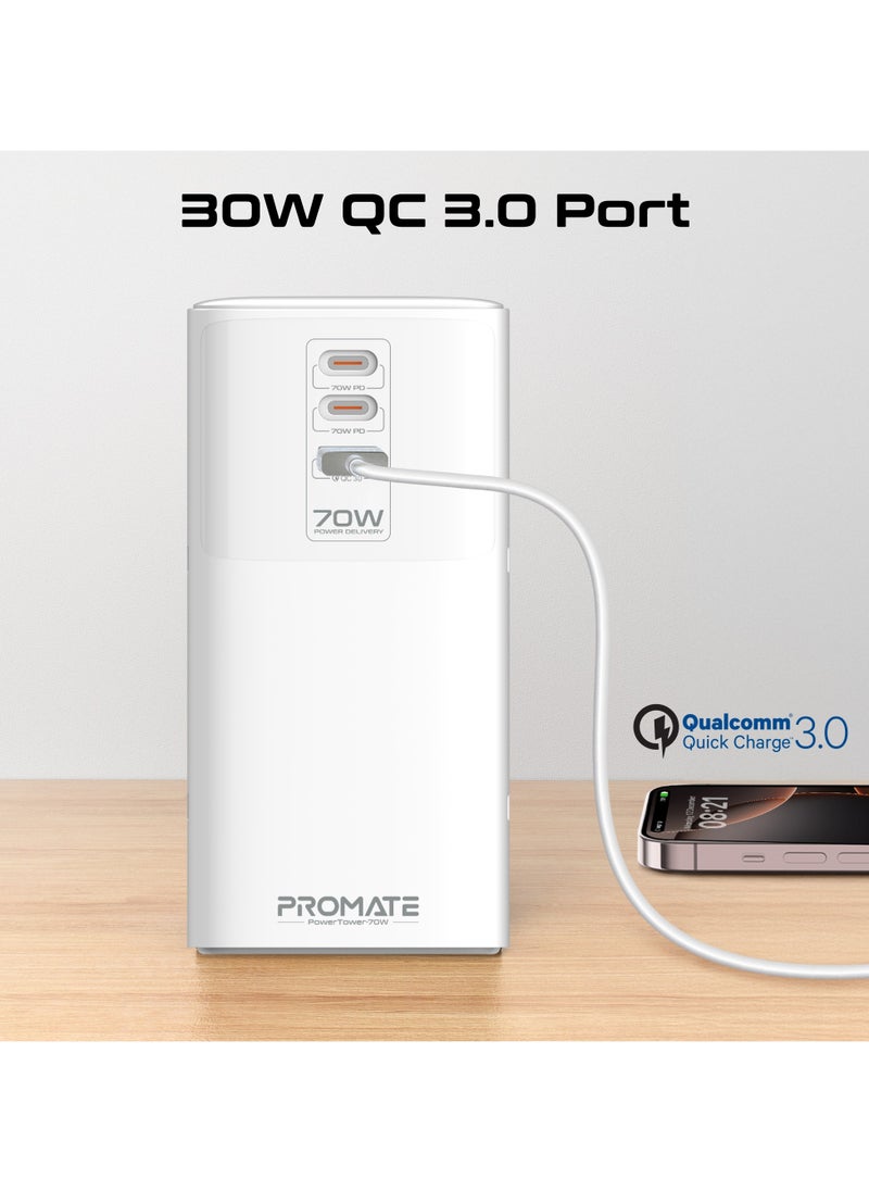 بروميت بروميت محطة شحن  70 وات متعددة المنافذ مع منافذ USB-C, مقابس تيار متردد رباعية عالمية بقوة 2500 وات، تصميم برجي، طول الكابل 3 أمتار  - Image 5