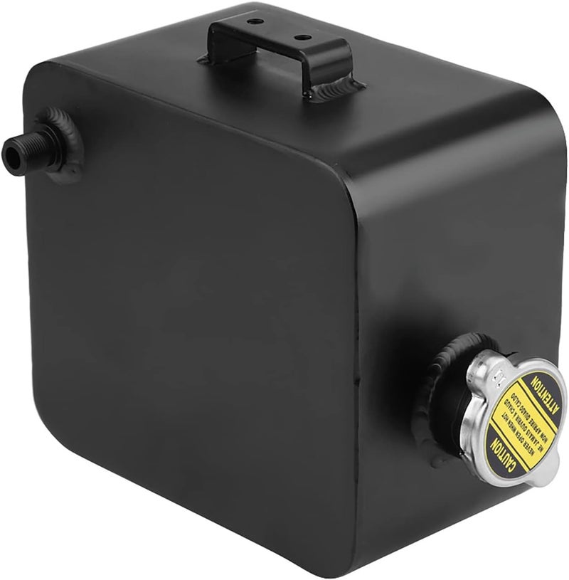 2.5L Aluminum Coolant Expansion Overflow Recovery Reservoir Tank, Universal Radiator Overflow Bottle with Cap, Black Powder Coated for Car Engine Cooling System - Image 2