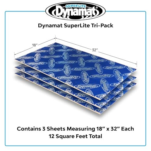 Dynamat 10612 18" x 32" Self-Adhesive Sound Deadener with Superlite Tri-Pack, (Set of 3),Blue – Made in USA - Image 5
