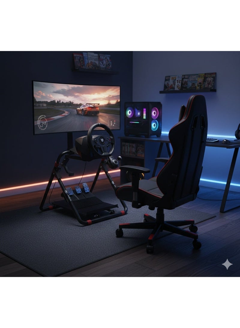 ASA Universal Racing Wheel Stand for Logitech G29 / G920 / G923 – Adjustable Steering Wheel, Pedals & Gear Shifter Mount - Image 3