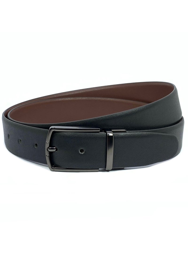 Classic Milano Genuine Leather Reversible Belt for Men | Black & Brown Formal Belt for Business or Office Wear | Men's Leather Belt - Image 1