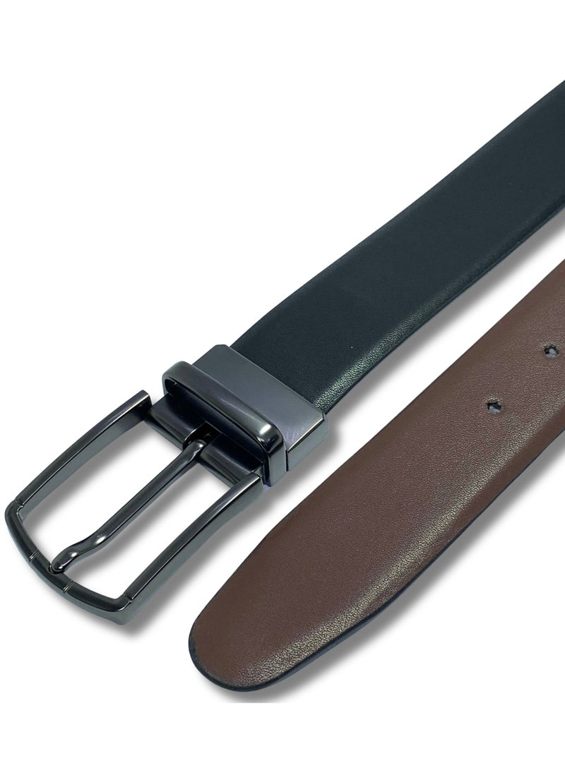 Classic Milano Genuine Leather Reversible Belt for Men | Black & Brown Formal Belt for Business or Office Wear | Men's Leather Belt - Image 2