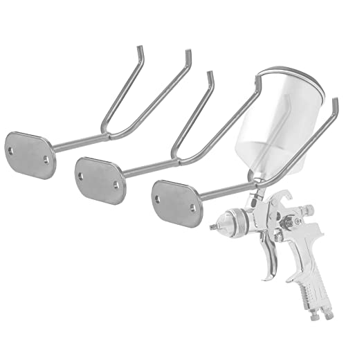 Homakover Paint Gun Holder for Paint Booth,Wall Mount Spray Gun Holder Paint Shop Accessory, Attach to Spray Booth Walls & Work Stations (Silver-3 Pcs) - Image 1