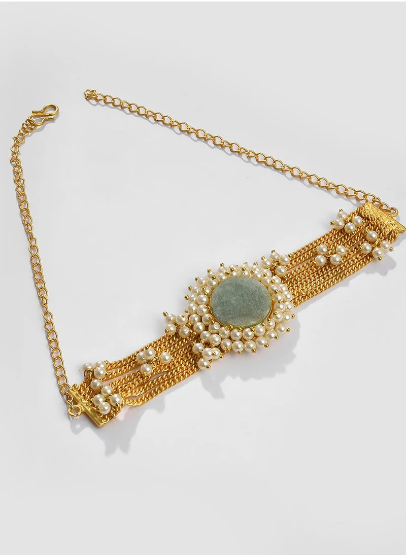 SOHI White Pearls Studded Choker Necklace