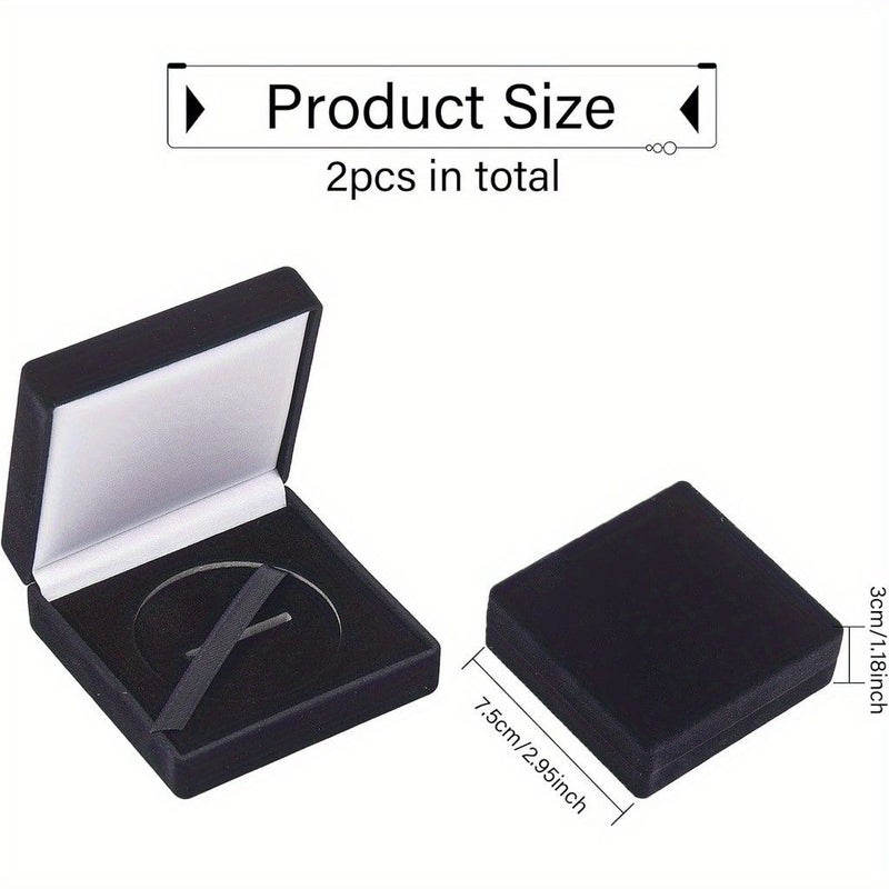2 Pcs Velvet Coin Display Case Black Challenge Coin Storage Box For Commemorative Coins Medals 45mm 1 Slot - Image 3