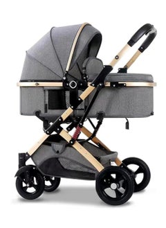 Cool Baby COOLBABY Baby Stroller with Canopy, Baby Bassinet Stroller, Infant Stroller with Reversible Seat with Rubber Wheel and Good Shock absorption (Gray)  - Image 1