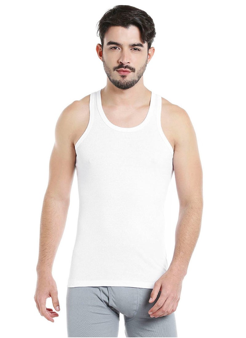 BYC MEN'S COTTON VEST (PACK OF 3) - WHITE  - Image 3