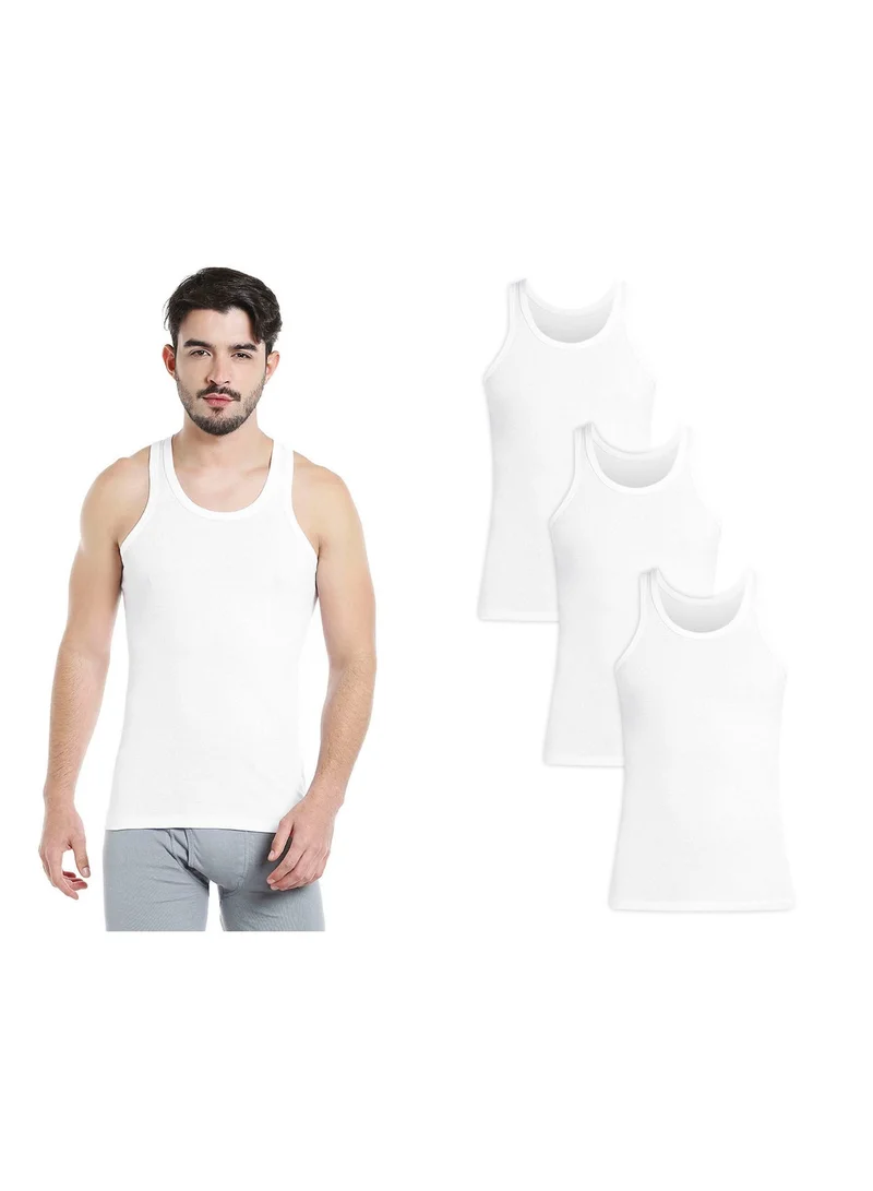 BYC MEN'S COTTON VEST (PACK OF 3) - WHITE