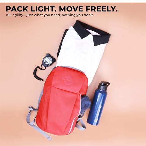 Nivia Pulse Junior 2.0 Backpack For Men & Women, Water-Resistant Sports Backpack, Lightweight, Durable 600D Polyester, Double-Zip Main Compartment & Secure Front Pocket, Capacity-10 Litres (Red) - Image 5