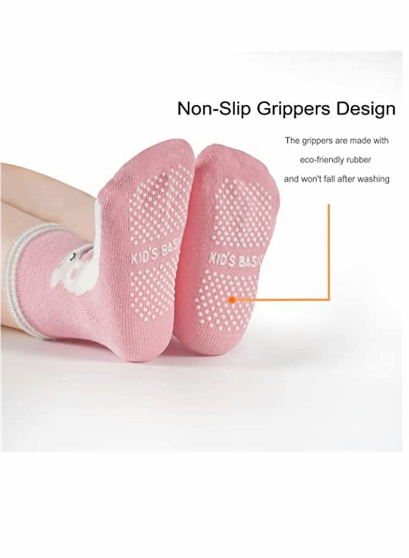 Y&D Socks, Cartoon Children's Non-slip Floor Girls Toddler Grip Boys for Kids Anti Skid, 12 Pack - Image 2