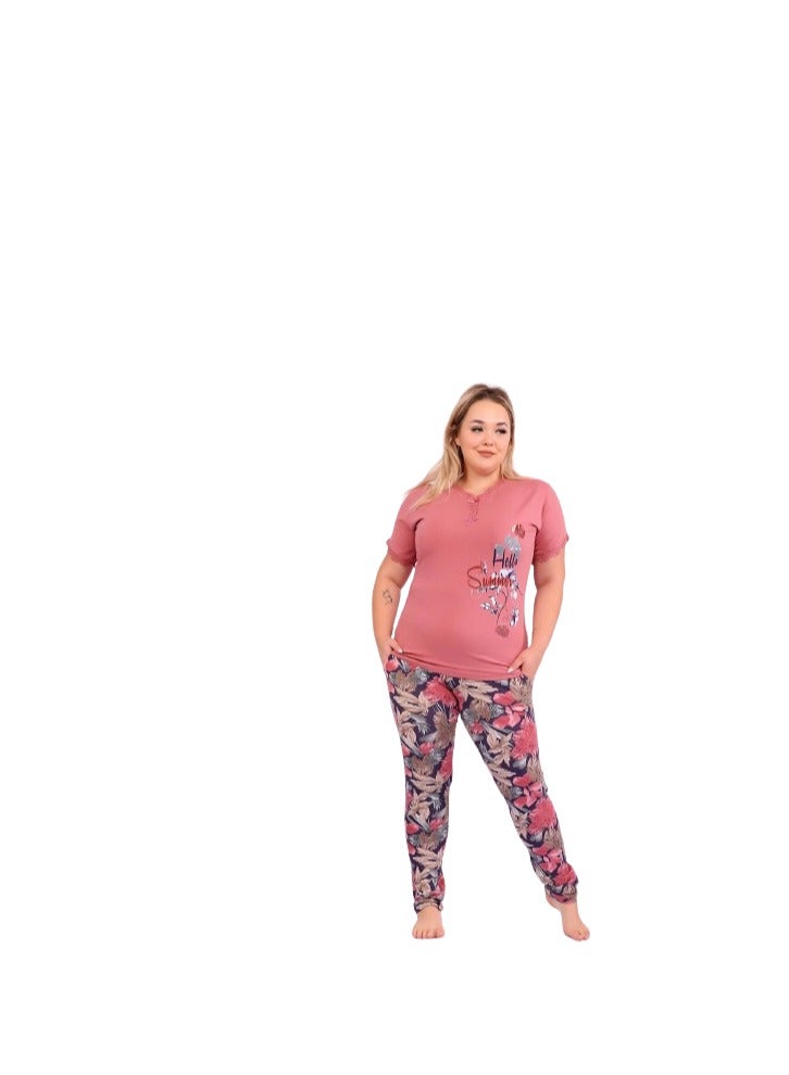 Women's pajamas, cashmere T-shirt and multi-colored pants